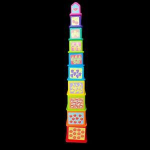 Playgo Stick & Stack Blocks Toddler Toy Colorful w/ Number Decals Letters